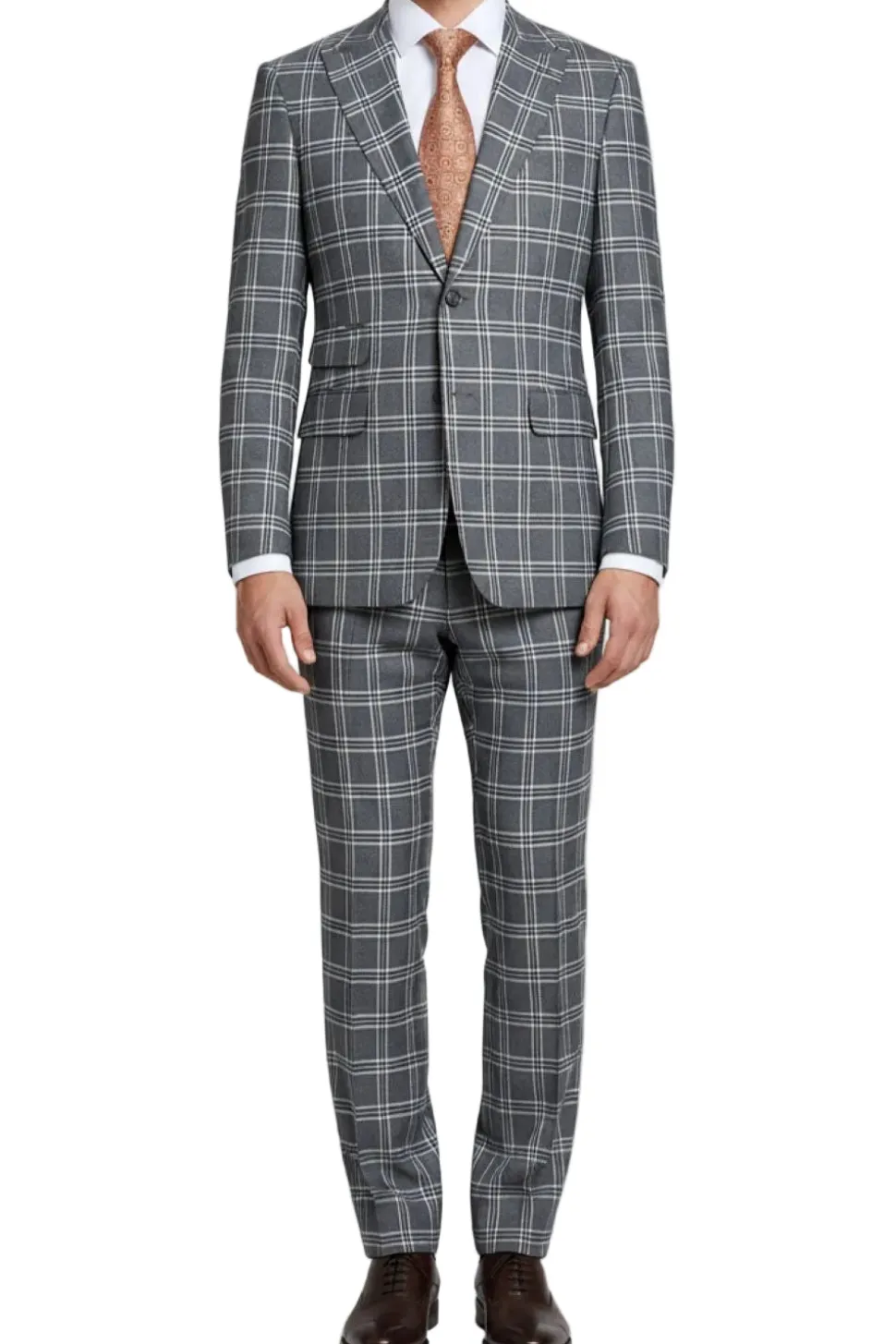 English Laundry Slim Fit Dimgray with White Check Suit