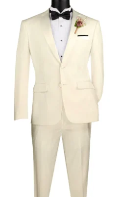 Excalibur Collection - Slim Fit Tuxedo 2 Piece 2 Buttons Design in Ivory
