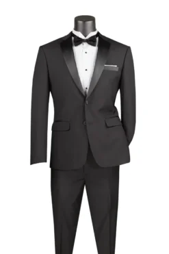 Excalibur Collection - Slim Fit Tuxedo 2 Piece 2 Buttons Design in Black