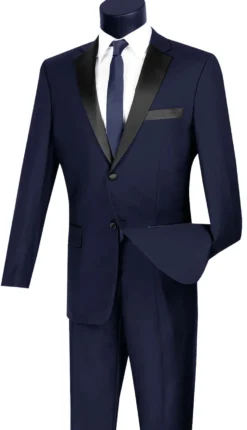 Excalibur Collection - Slim Fit Tuxedo 2 Piece 2 Buttons Design in Navy