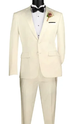Excalibur Collection - Slim Fit Tuxedo 2 Piece 2 Buttons Design in Ivory