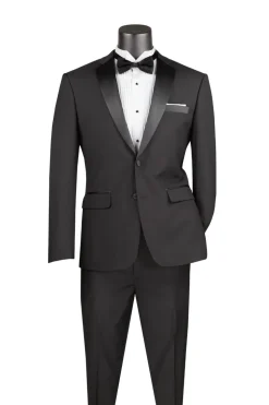 Excalibur Collection - Slim Fit Tuxedo 2 Piece 2 Buttons Design in Black
