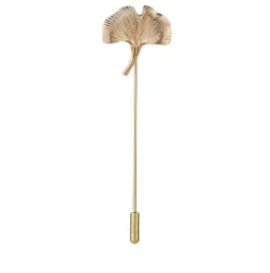 Gold Fan Shaped Leaf Lapel Pin