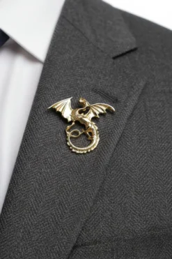 Gold Vintage Dragon Lapel Pin