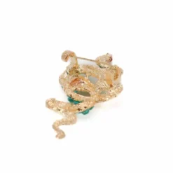 Gold Vintage Green Snake Lapel Pin
