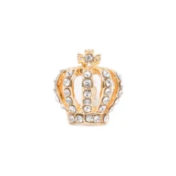 Gold Crown Rhinestone Design Cufflinks