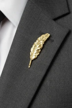 Gold Plated Feather Lapel Pin
