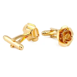 Gold Rose Flower Floral Cufflinks