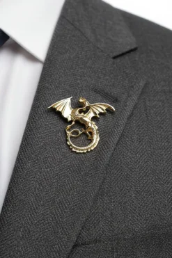 Gold Vintage Dragon Lapel Pin
