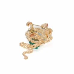 Gold Vintage Green Snake Lapel Pin