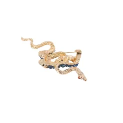 Gold Vintage Sapphire Snake Lapel Pin