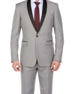 Gray 2 Piece Tuxedo Shawl Lapel Slim Fit