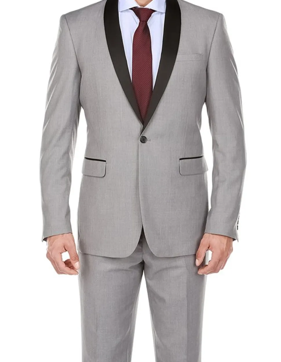 Gray 2 Piece Tuxedo Shawl Lapel Slim Fit