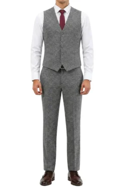 Gray Tweed Single Breasted Hybrid Fit 3-Piece Suit