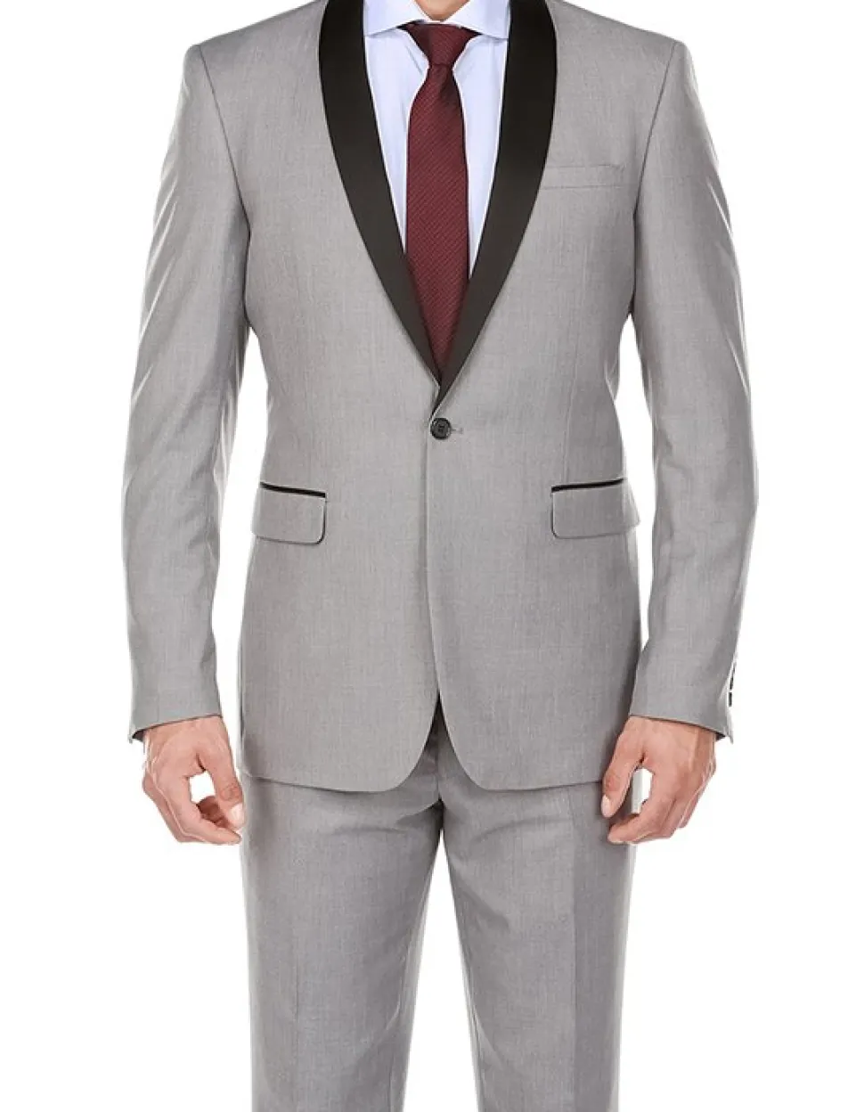 Gray 2 Piece Tuxedo Shawl Lapel Slim Fit