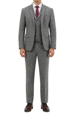 Gray Tweed Single Breasted Hybrid Fit 3-Piece Suit