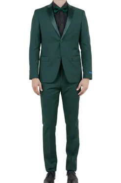 Green 2 Piece Hybrid Fit Satin Notch Lapel Tuxedo