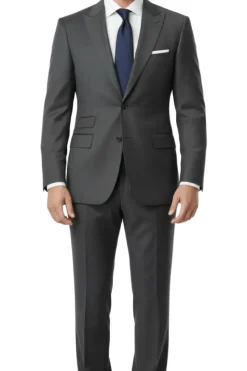 Greenwich Collection - Charcoal 3 Piece Regular Fit Textured Suit