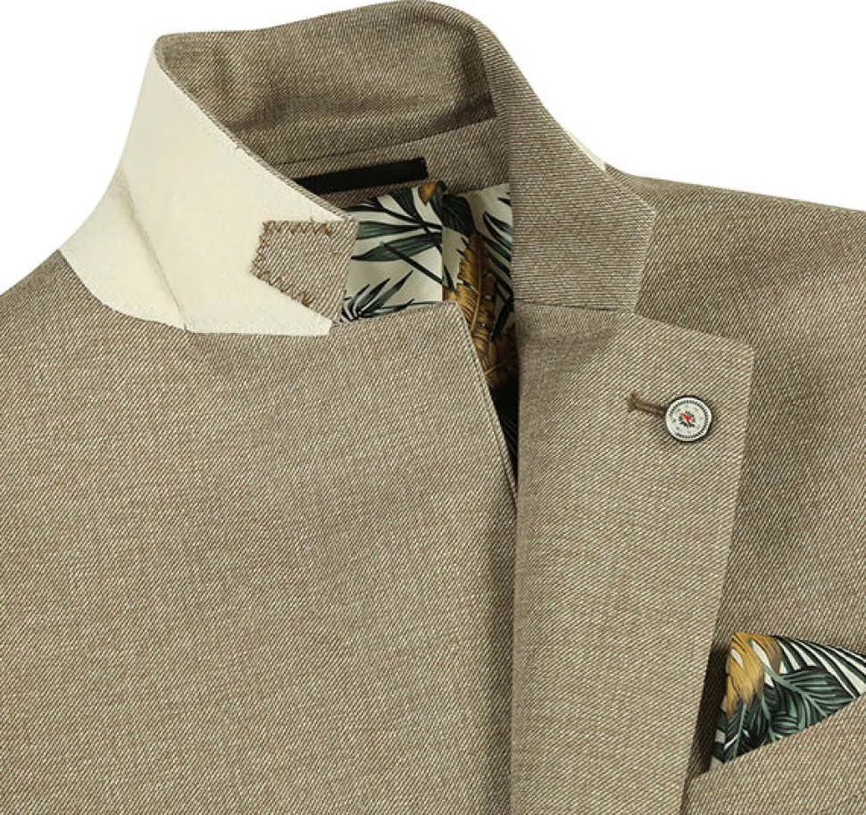 Half Canvas Slim Fit Blazer in Khaki