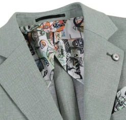 Half Canvas Slim Fit Blazer in Light Sage Gray