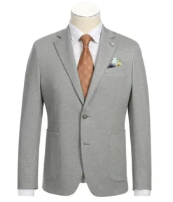 Half Canvas Slim Fit Blazer in Gray