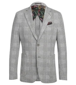 Half Canvas Slim Fit Blazer in Plaid Gray