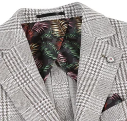 Half Canvas Slim Fit Blazer in Plaid Gray
