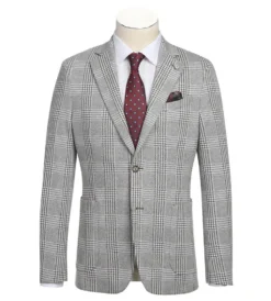 Half Canvas Slim Fit Blazer in Plaid Gray