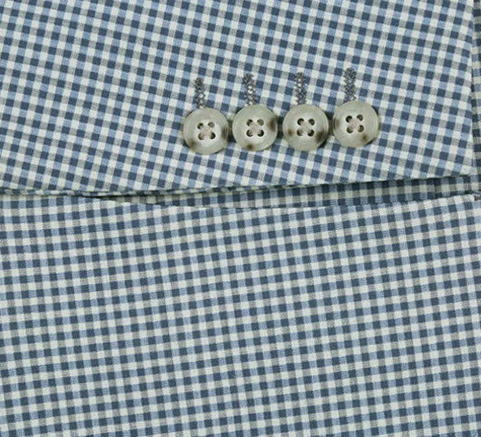 Half Canvas Slim Fit Blazer in Sage Blue Check