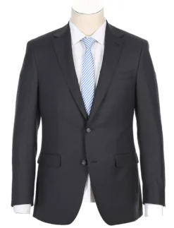 Half Canvas Wool Dress Suit Modern Fit 2 Piece in Charcoal