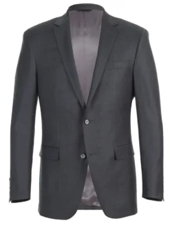 Half Canvas Wool Dress Suit Modern Fit 2 Piece in Gray
