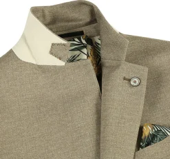 Half Canvas Slim Fit Blazer in Khaki