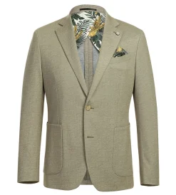 Half Canvas Slim Fit Blazer in Khaki