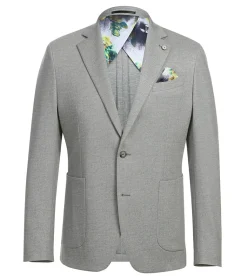 Half Canvas Slim Fit Blazer in Gray