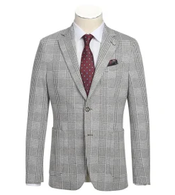Half Canvas Slim Fit Blazer in Plaid Gray