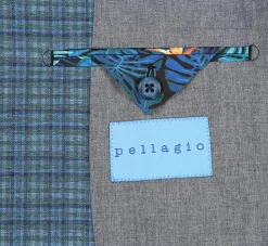 Half Canvas Slim Fit Blazer in Green Blue Check