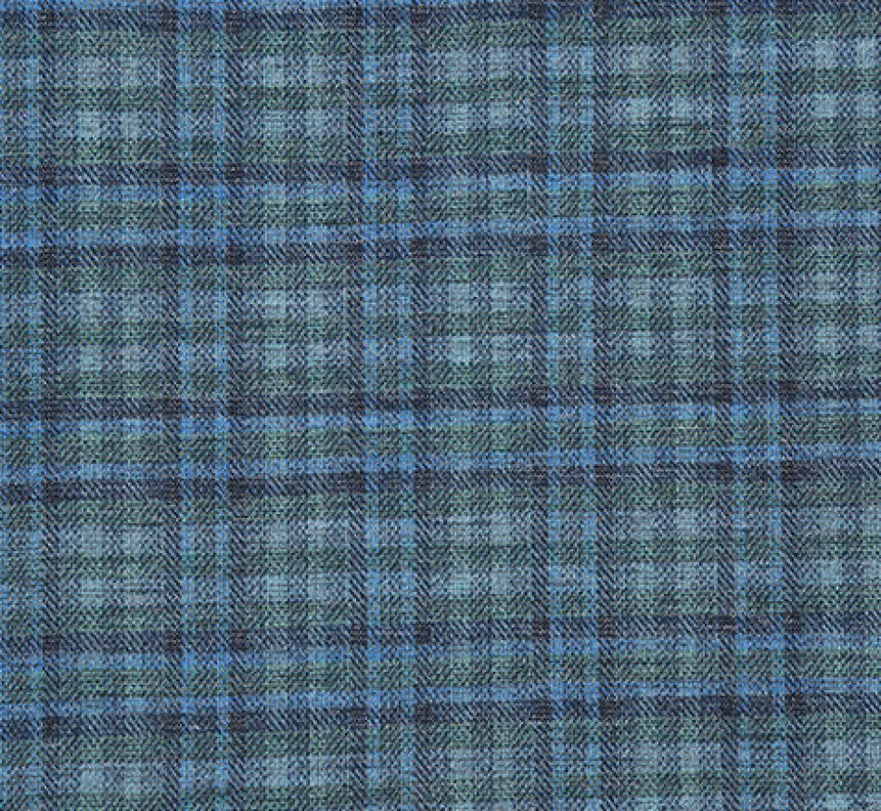 Half Canvas Slim Fit Blazer in Green Blue Check