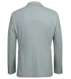 Half Canvas Slim Fit Blazer in Sage Blue Check