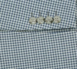 Half Canvas Slim Fit Blazer in Sage Blue Check