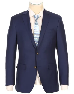 Half Canvas Wool Dress Suit Modern Fit 2 Piece in Blue