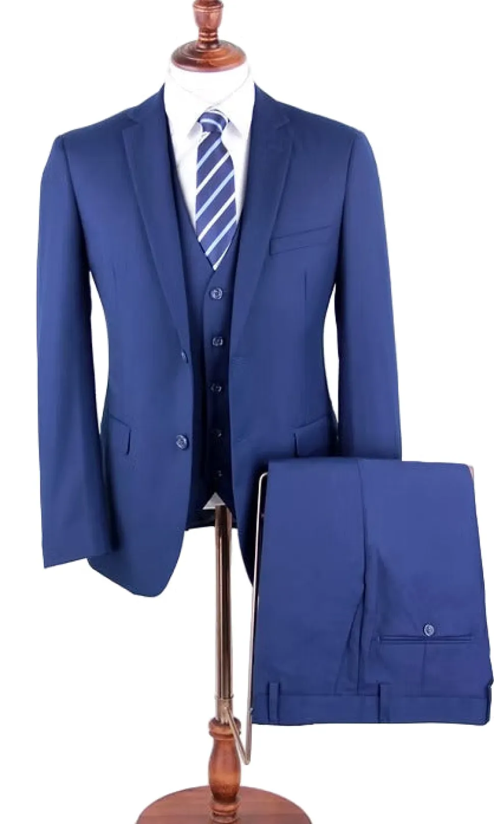 Hudson Collection - Dark Blue Regular Fit 3 Piece Notch Lapel Suit