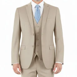 Hudson Collection - Sand Regular Fit 3 Piece Notch Lapel Suit