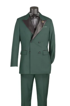 Hunter Green 2 Piece Modern Fit Double Breasted Satin Lapel Tuxedo