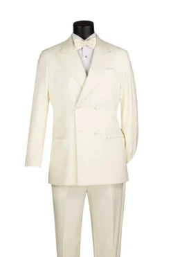 Ivory 2 Piece Modern Fit Double Breasted Satin Lapel Tuxedo