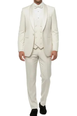 Ivory Slim Fit 3-Piece Shawl Lapel Tuxedo