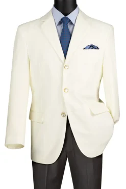 Ivory Regular Fit 3 Button Blazer