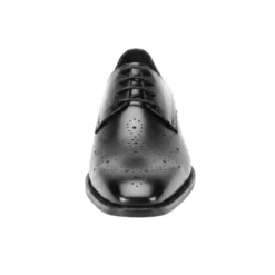 Joel Collection - Black Leather Medallion Toe Lace-Up Dress Shoes