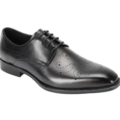 Joel Collection - Black Leather Medallion Toe Lace-Up Dress Shoes