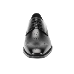 Joel Collection - Black Leather Medallion Toe Lace-Up Dress Shoes