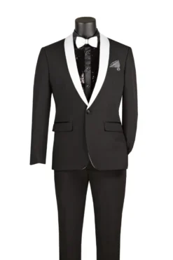 Kingsman Collection - Black Slim Fit Shawl Collar 2 Piece Tuxedo